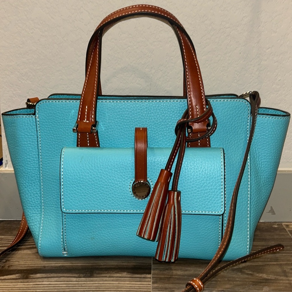 Dooney & Bourke Shopper Tote Crossbody Calypso Blue Satchel Crossbody Medium Bag